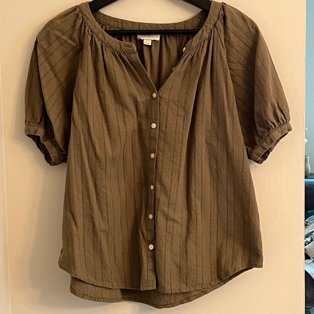 LOFT Outlet Olive Button-Up Blouse
